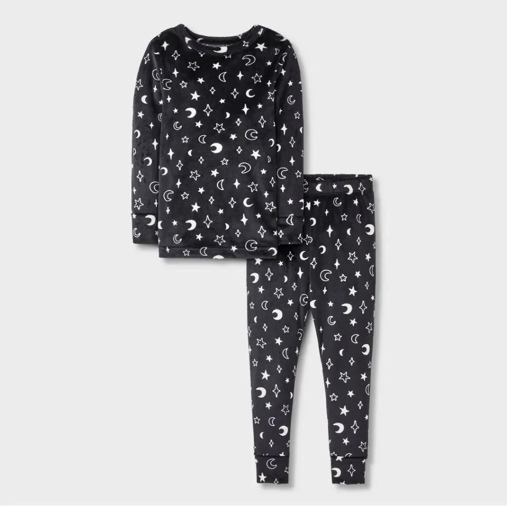 Nwt Toddle Boy's Cat & Jack Super Soft Velour Star and Moon pajama set